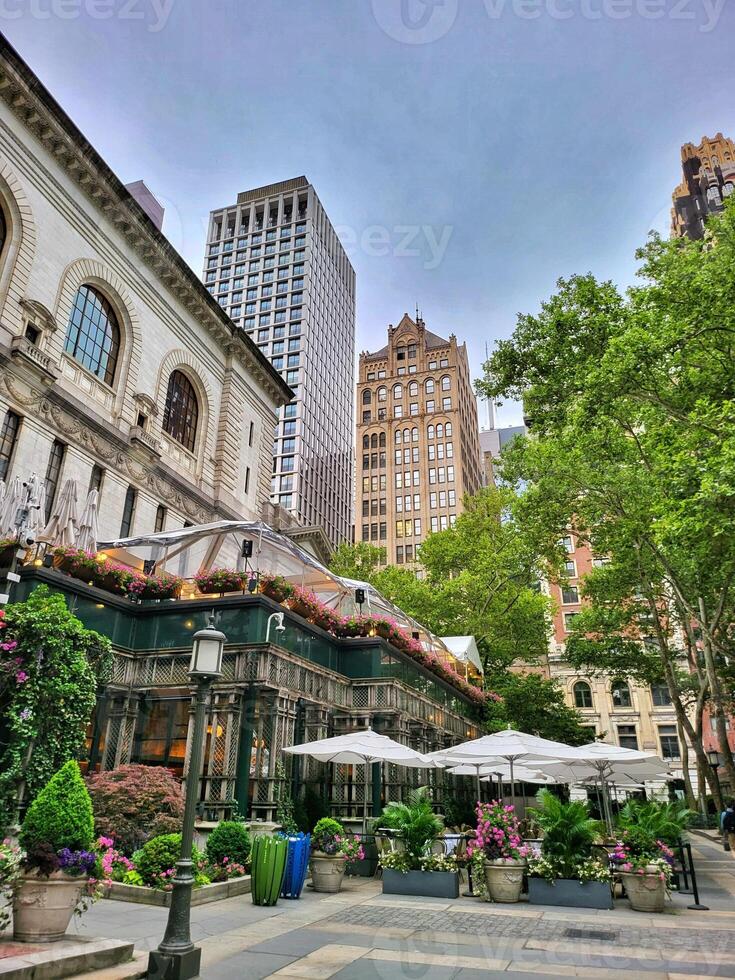 Bryant Park Manhattan New York USA Travel Landmark Souvenir Poster Wallpaper Background photo