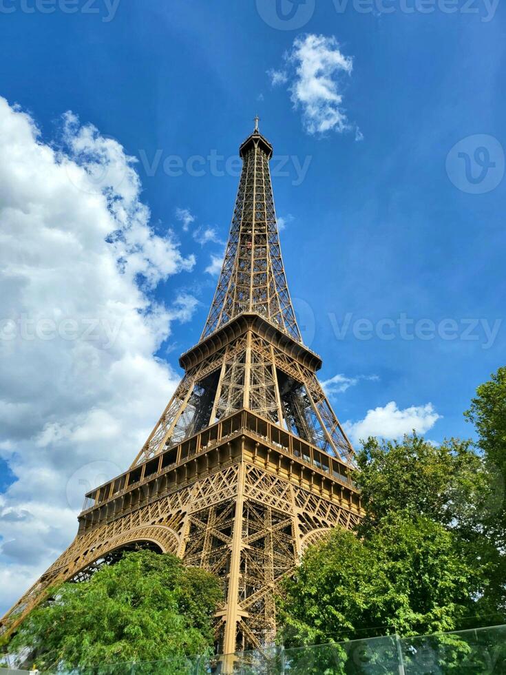 Eiffel Tower Paris France Travel Landmark Souvenir Poster Wallpaper Background photo