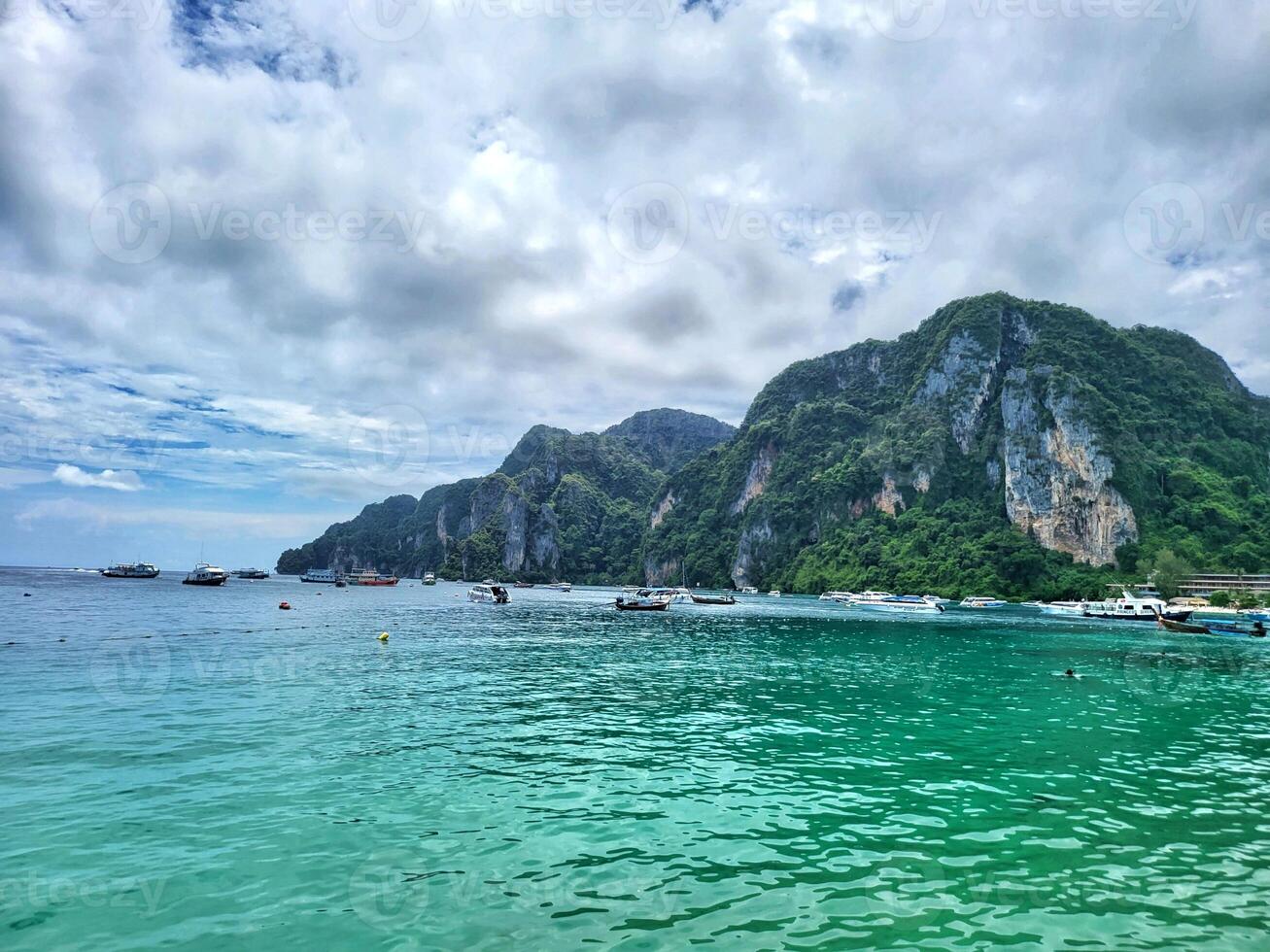 Phi Phi Island Krabi Thailand Travel Souvenir Poster Wall Art Wallpaper Background photo