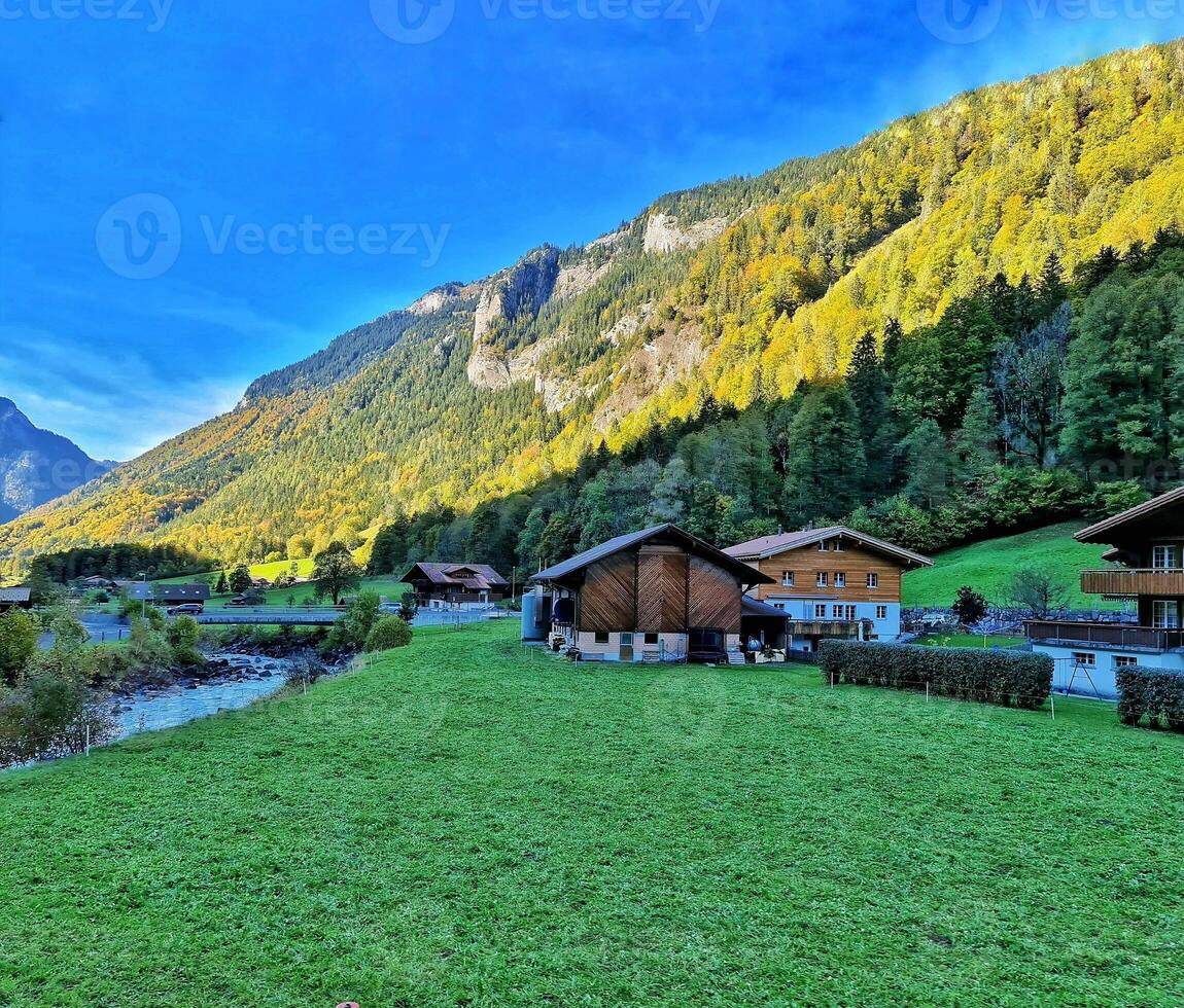 Interlaken Bern Switzerland Travel Landmark Souvenir Poster Wallpaper Background photo