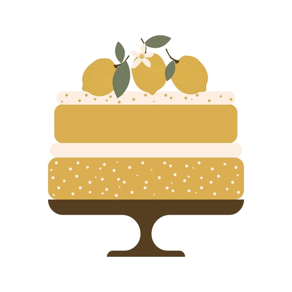 Festive fruit and lemon pie on a white background. vector