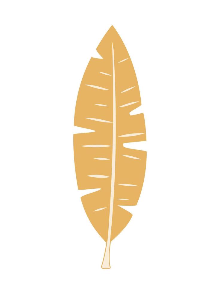 Yellow golden tropical leaf isolated on white background. vector