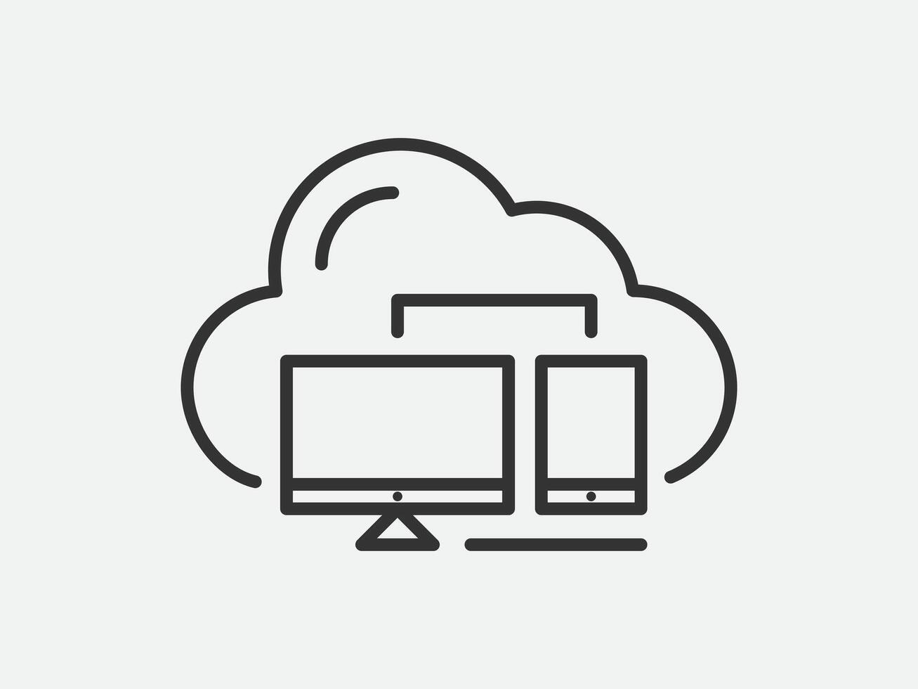 Technology icon cloud computing connection. Big data global server. Line design symbol. vector