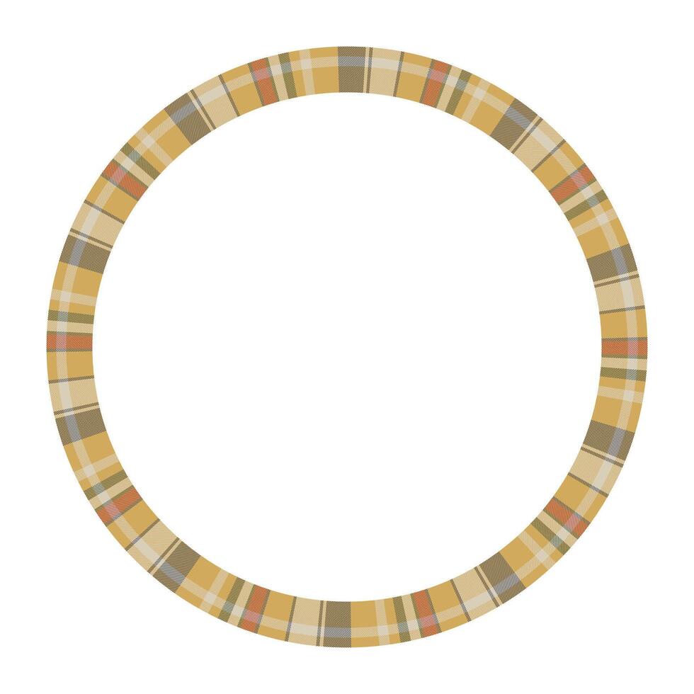 Round frame vintage pattern design template. Circle border designs plaid fabric texture. Scottish tartan background for collage art, gif card, handmade crafts. vector