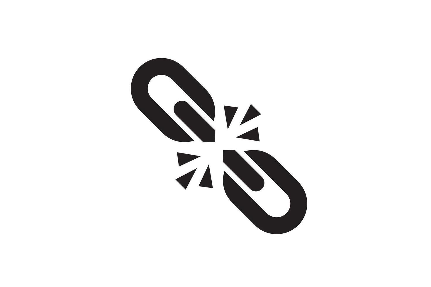Broken chain as a symbol of freedom from slavery. Link damage. vector