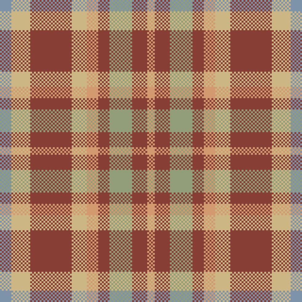 Pixel background design. Modern seamless pattern plaid. Square texture fabric. Tartan scottish textile. Beauty color madras ornament. vector