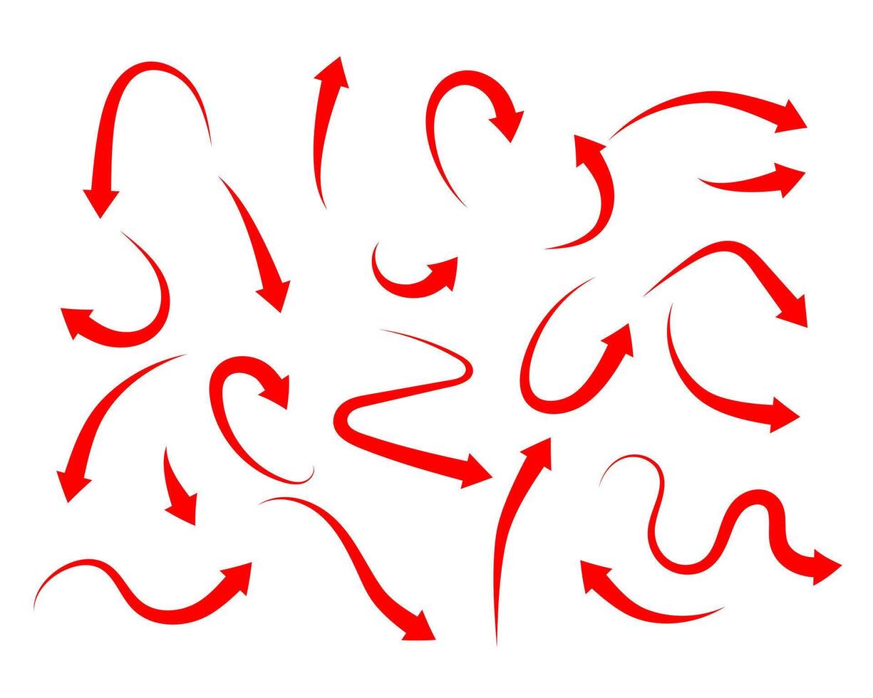 Red arrow icon indicating different direction. A set icons isolated on a white background for website banners ads and design elements. vector
