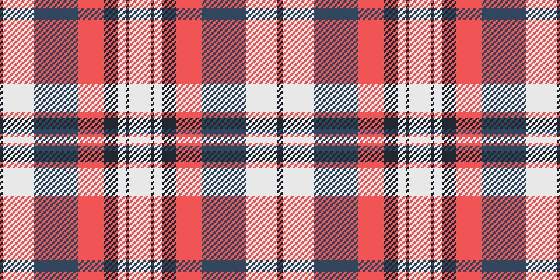 Arabic fabric plaid pattern, coat seamless background. Decorative texture check textile tartan in red and white colors. vector