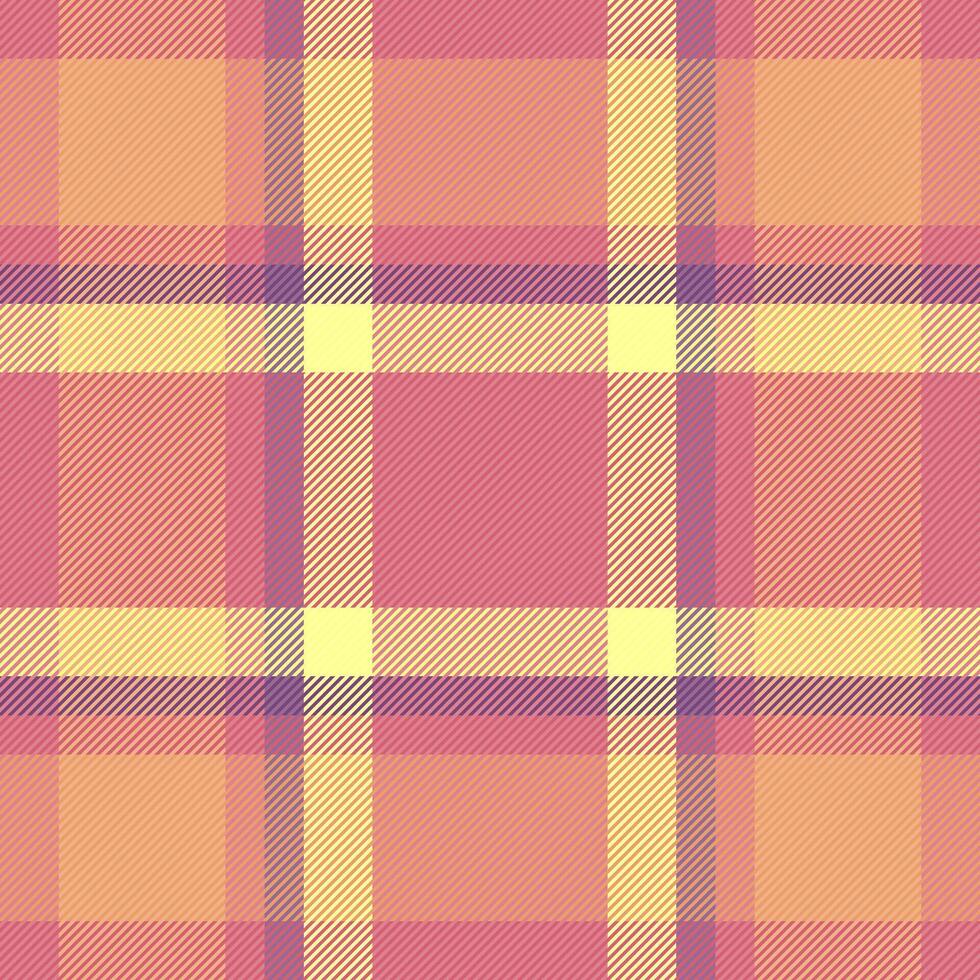 Intense plaid seamless check, copy space textile background texture. Close-up pattern tartan fabric in red and orange colors. vector