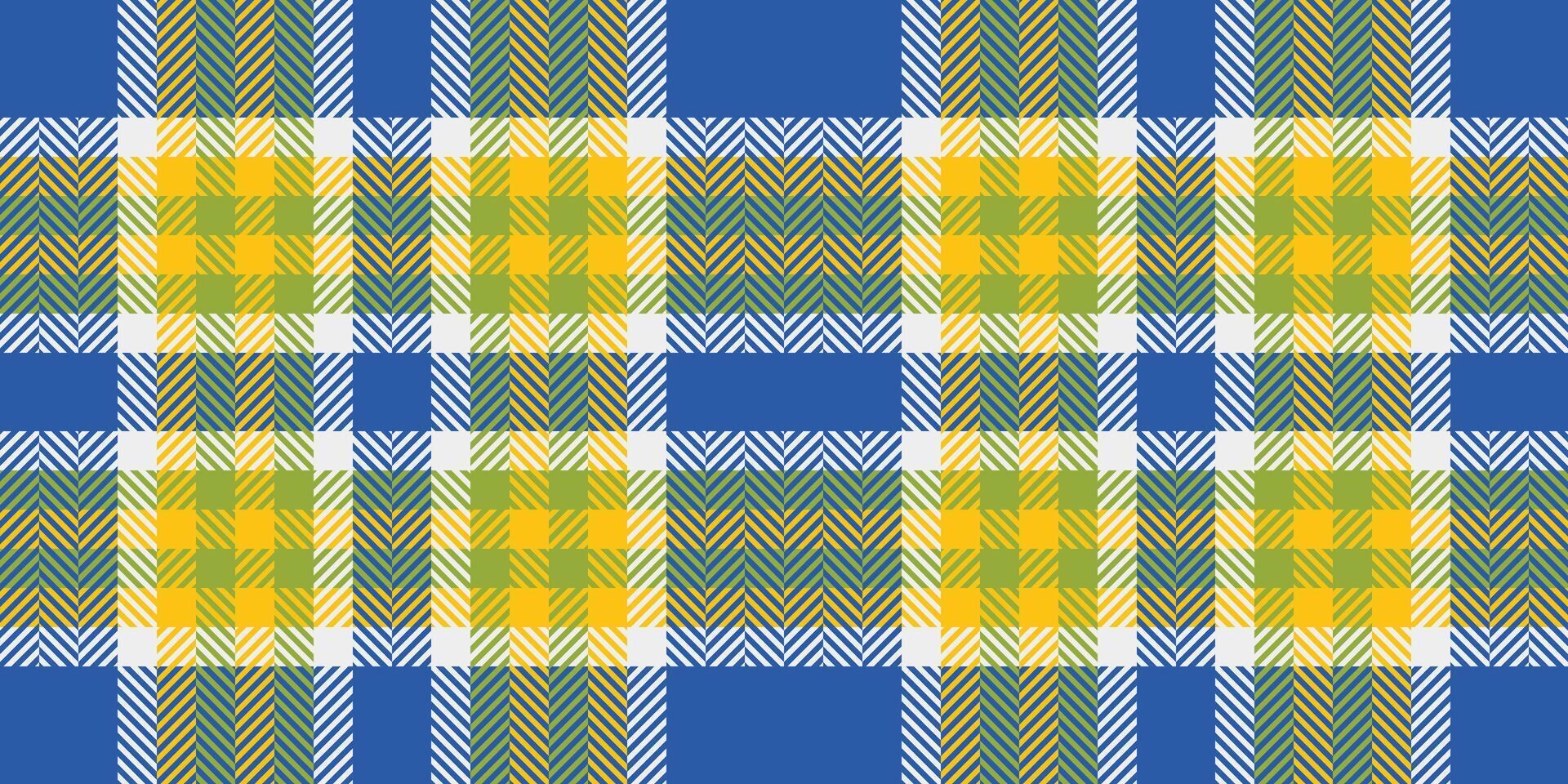 Old-fashioned textile fabric, oilcloth seamless tartan pattern. Warm background check plaid texture in blue and lime colors. vector