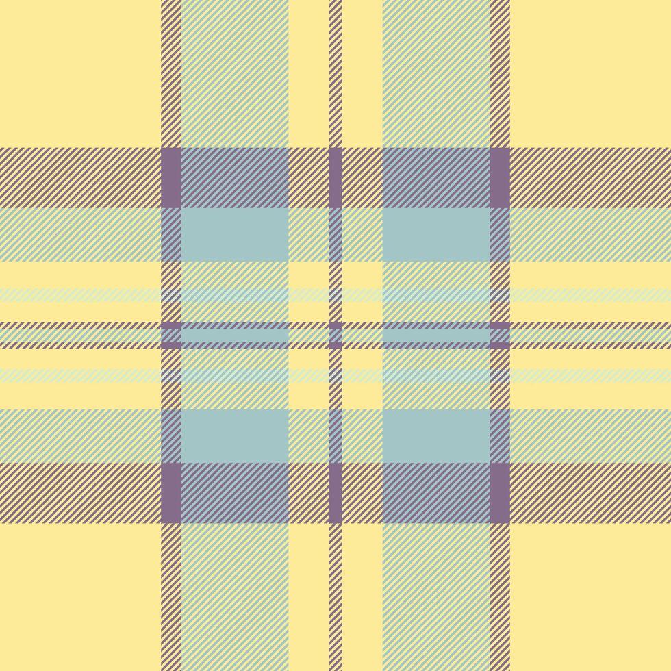 Old-fashioned textile tartan seamless, single fabric pattern background. Dining plaid check texture in pastel and yellow colors. vector