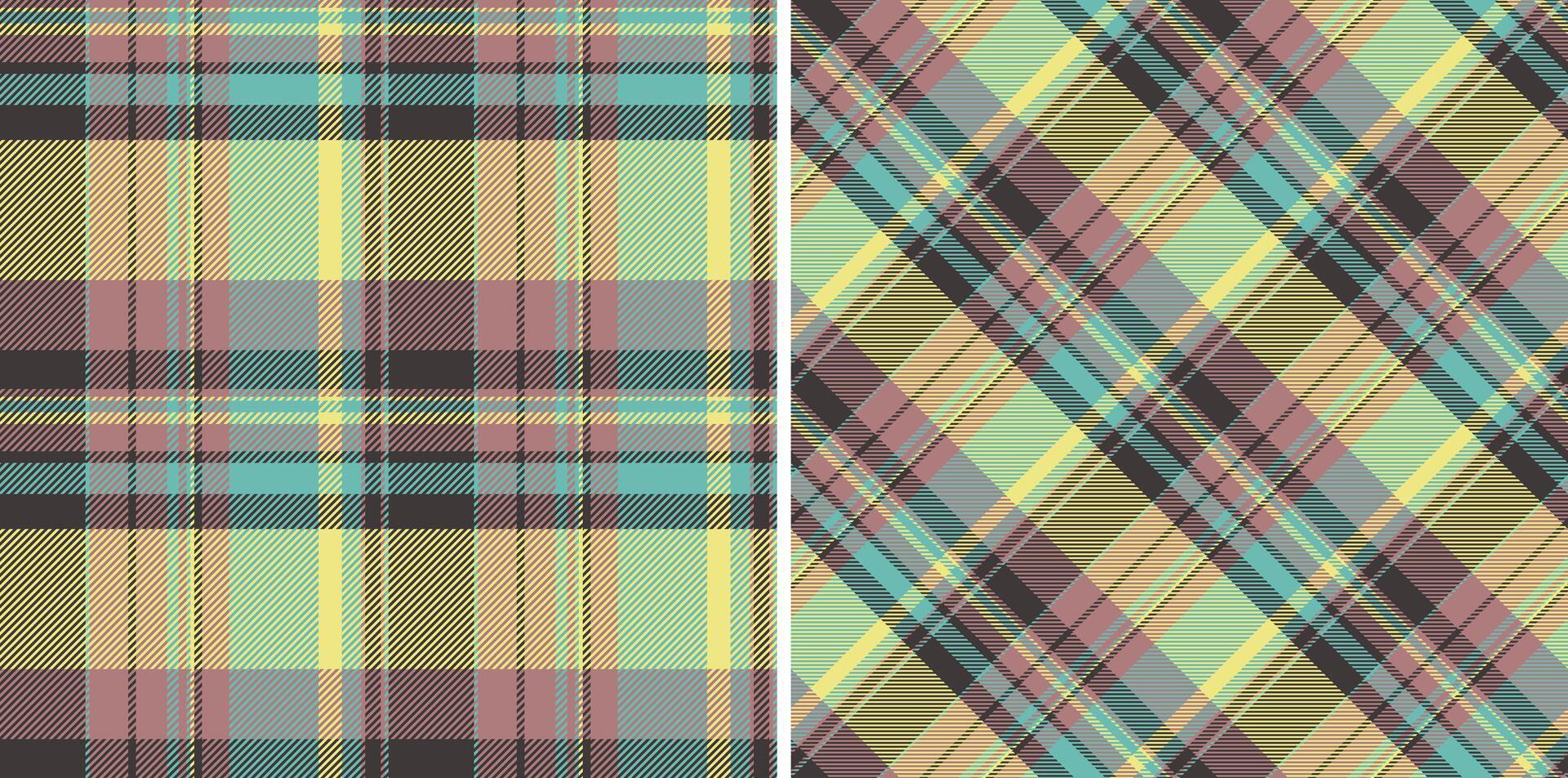 plaid texture of pattern seamless background with a tartan fabric check textile. Set in kids colors. Textured wall paint. vector