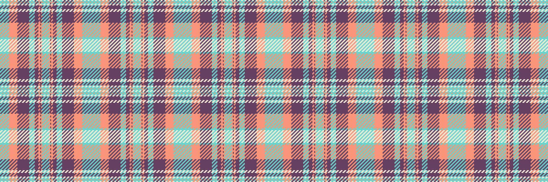 Abstract check textile pattern, cosy background texture fabric. Rectangle plaid tartan seamless in magenta and teal colors. vector