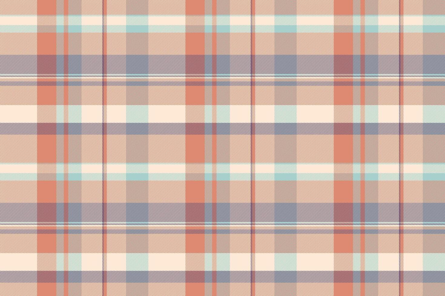 Linen textile tartan plaid, long seamless pattern. Rough check texture fabric background in antique white and red colors. vector