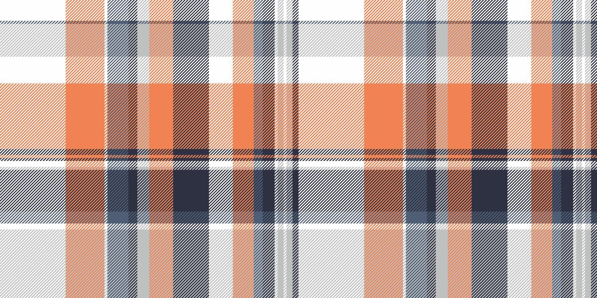 Foot tartan background fabric, throw check seamless . Overlay pattern plaid texture textile in white and orange colors. vector