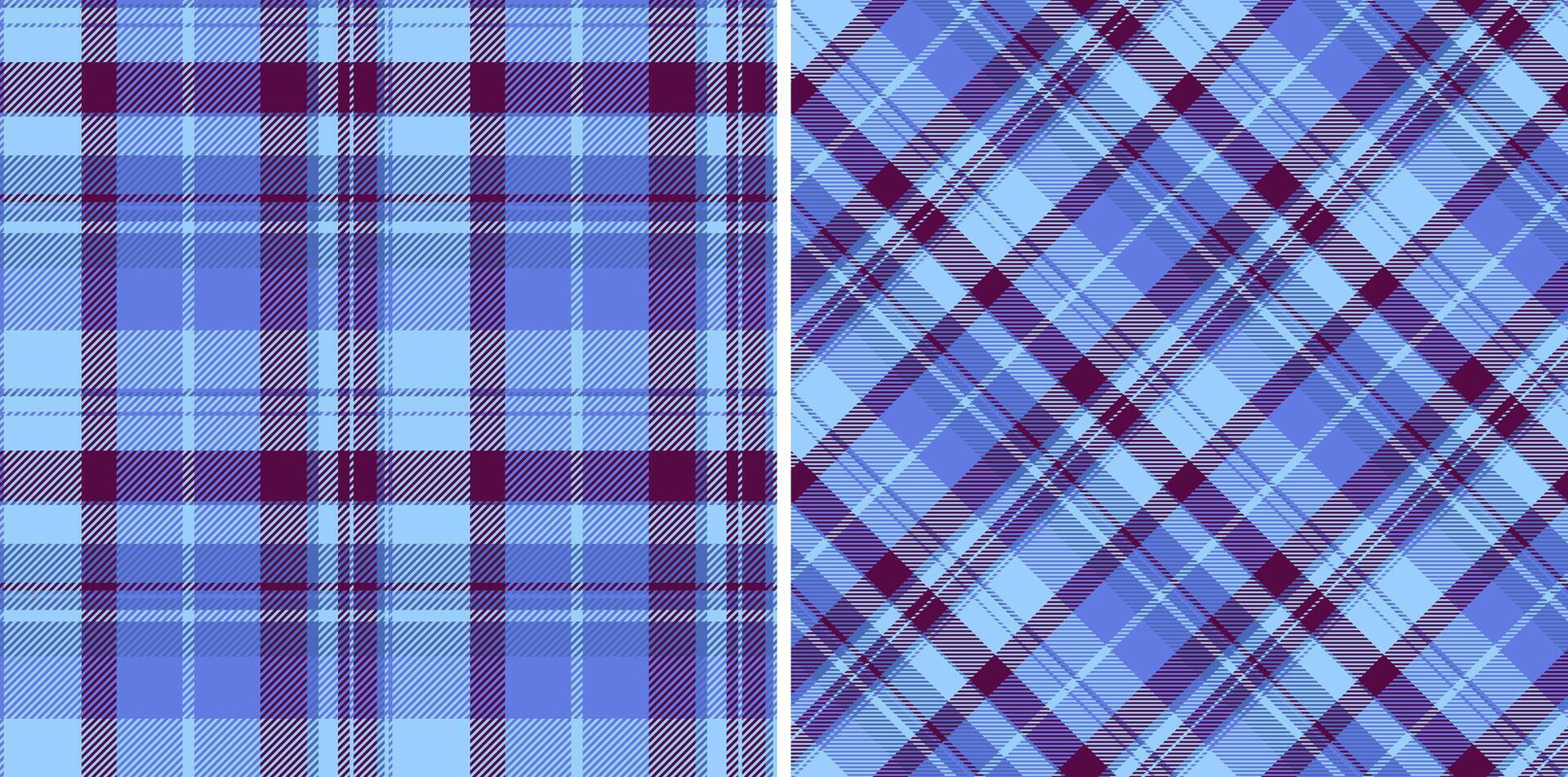 Textile tartan of background check seamless with a pattern plaid fabric texture. Set in sea colors in stylish wrapping options for gifts. vector