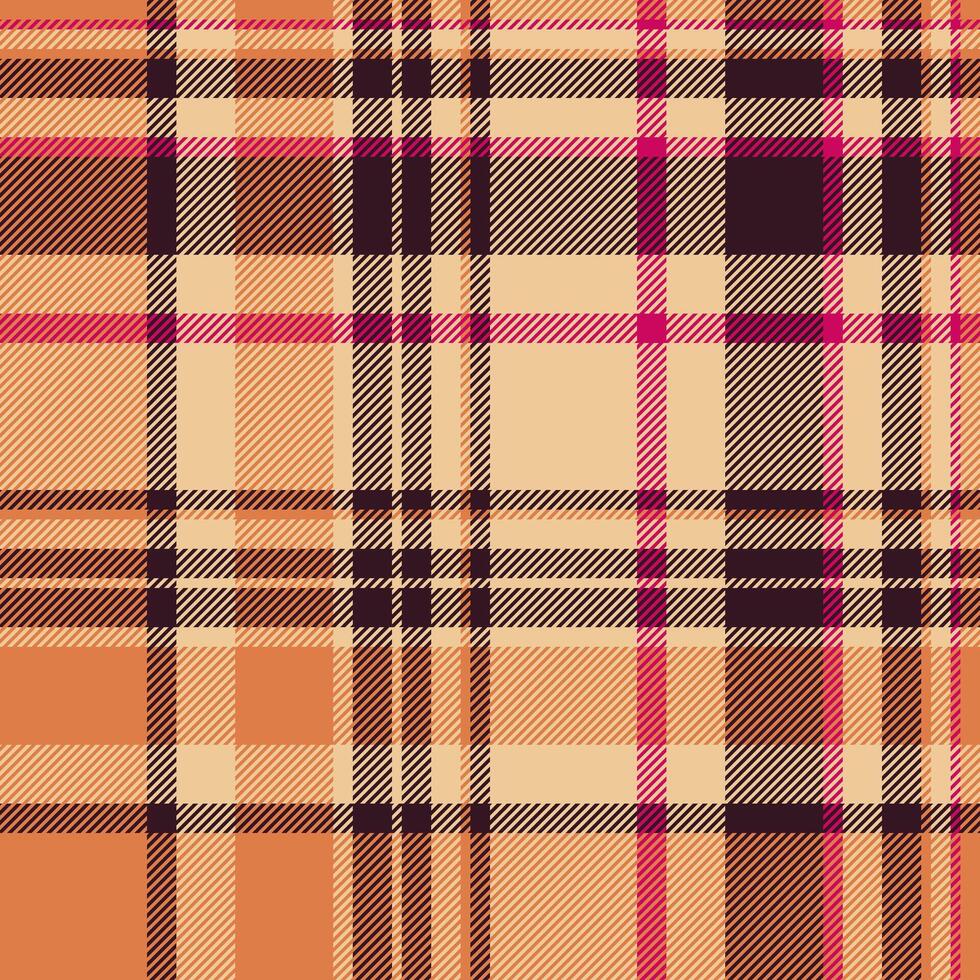 Tie seamless textile pattern, bathroom check fabric background. Vertical tartan texture plaid in orange and dark colors. vector