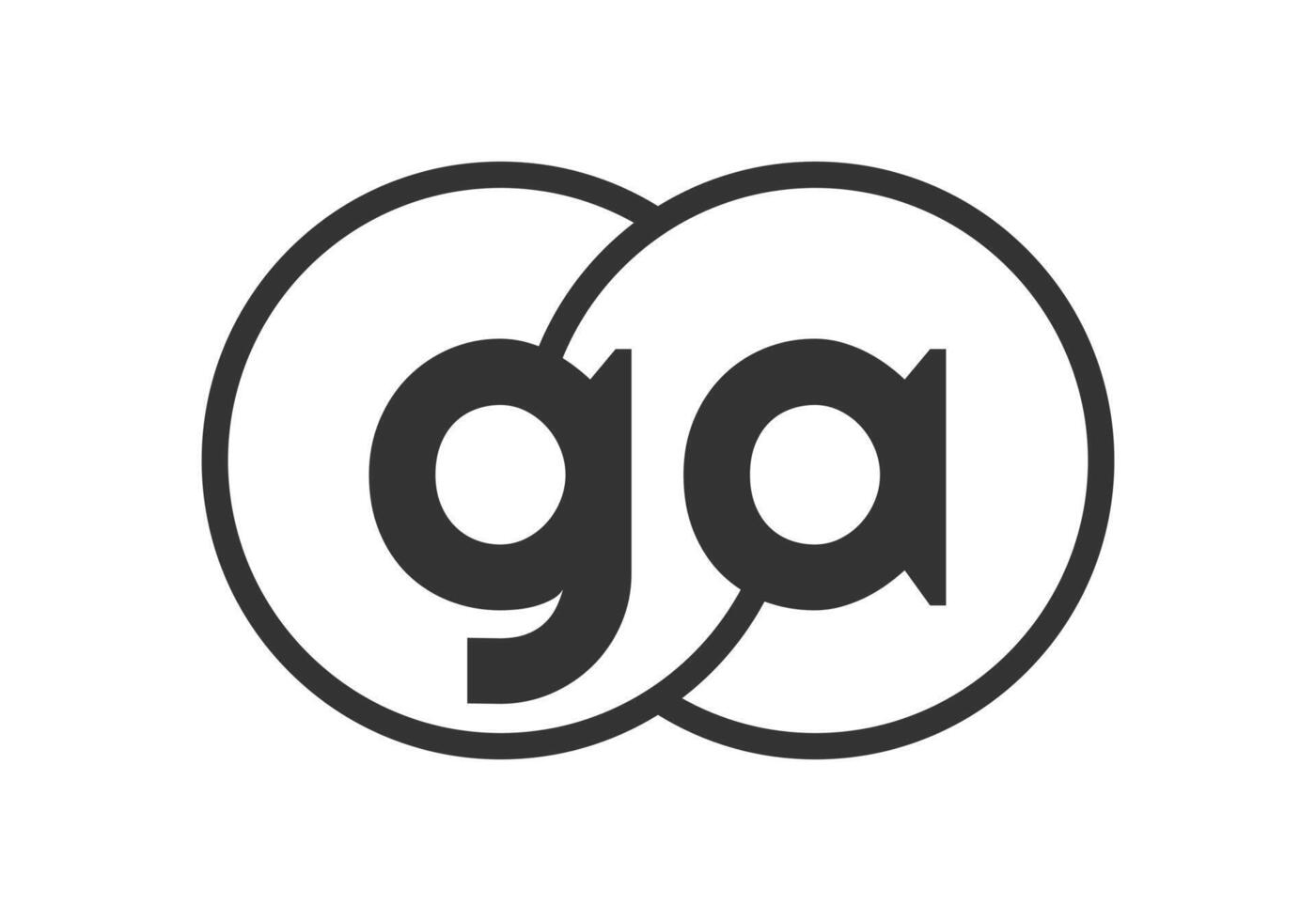 GA business company emblem with outline rounds and letters g a. Logo template of two merged circles for brand identity, logotype. Infinity symbol vector