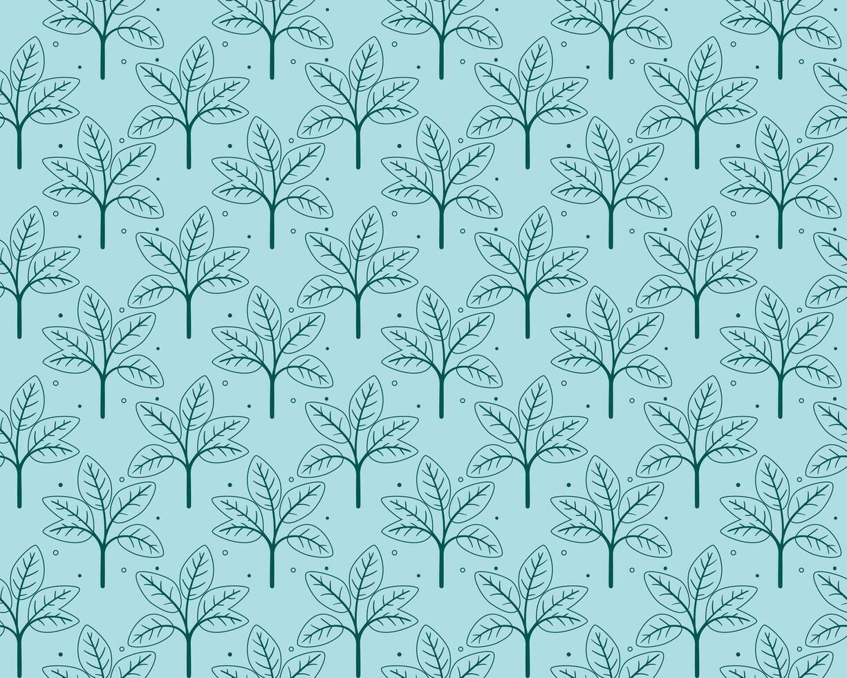 Hand drawn floral pattern design. Simple ornament with plant and leaf. vector