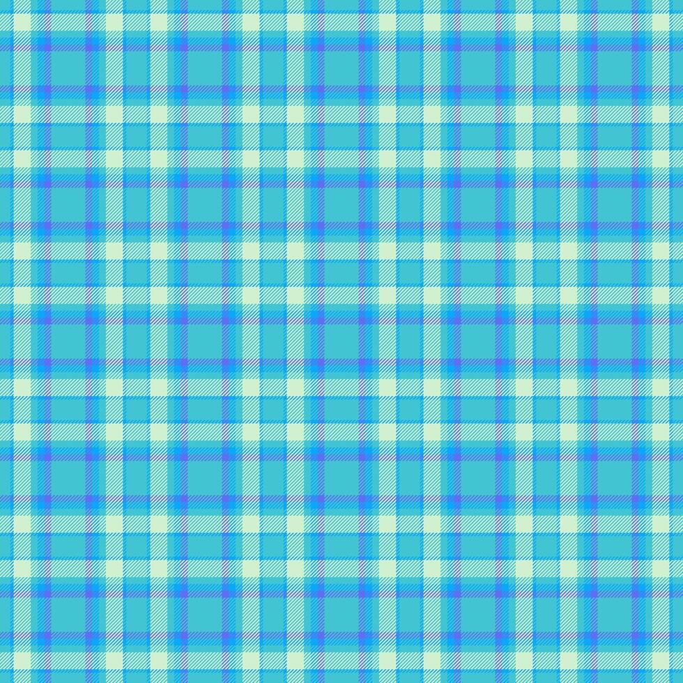 Shabby pattern check fabric, velvet plaid textile tartan. String texture background seamless in cyan and light colors. vector