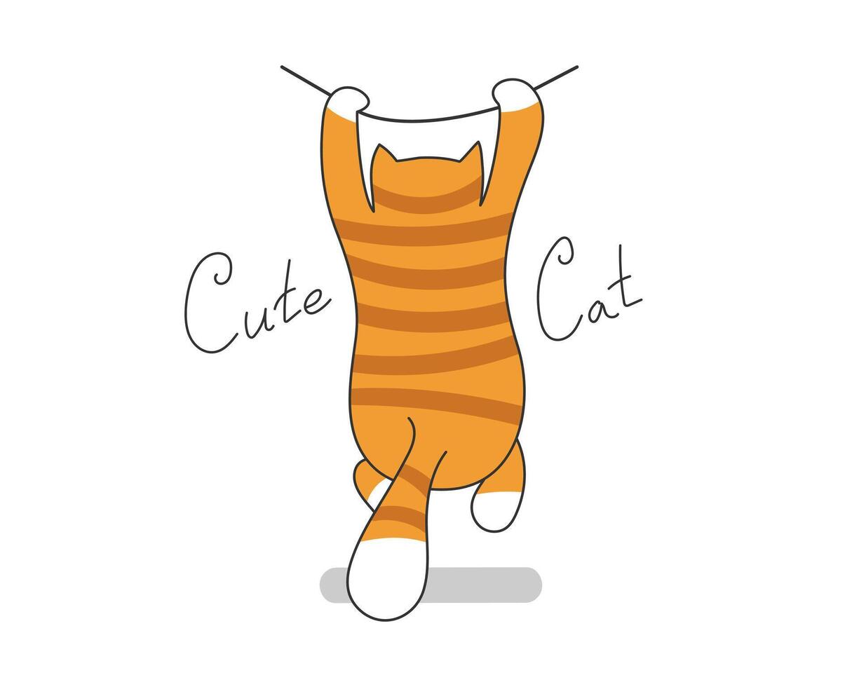 Cartoon cute cat illustration. Pet funny character with slogan. vector