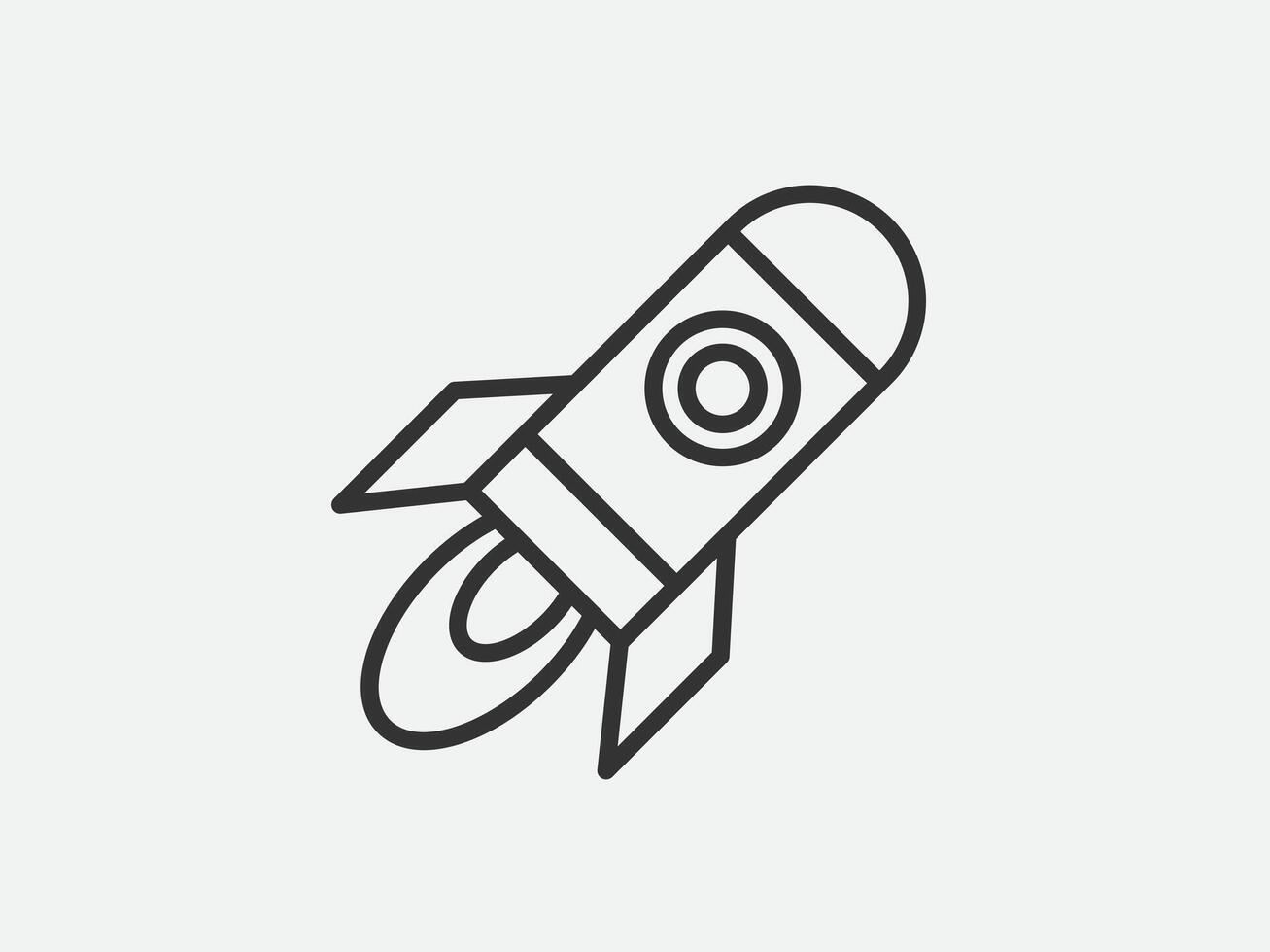 Rocket toy icon on white background. Line style illustration. vector