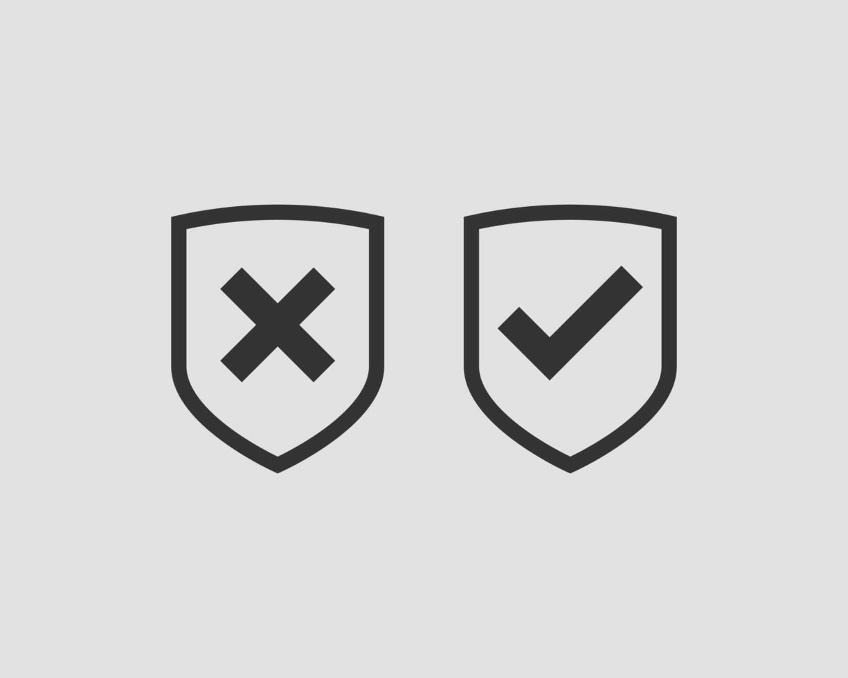 Shield icon with mark symbol. Design element. vector