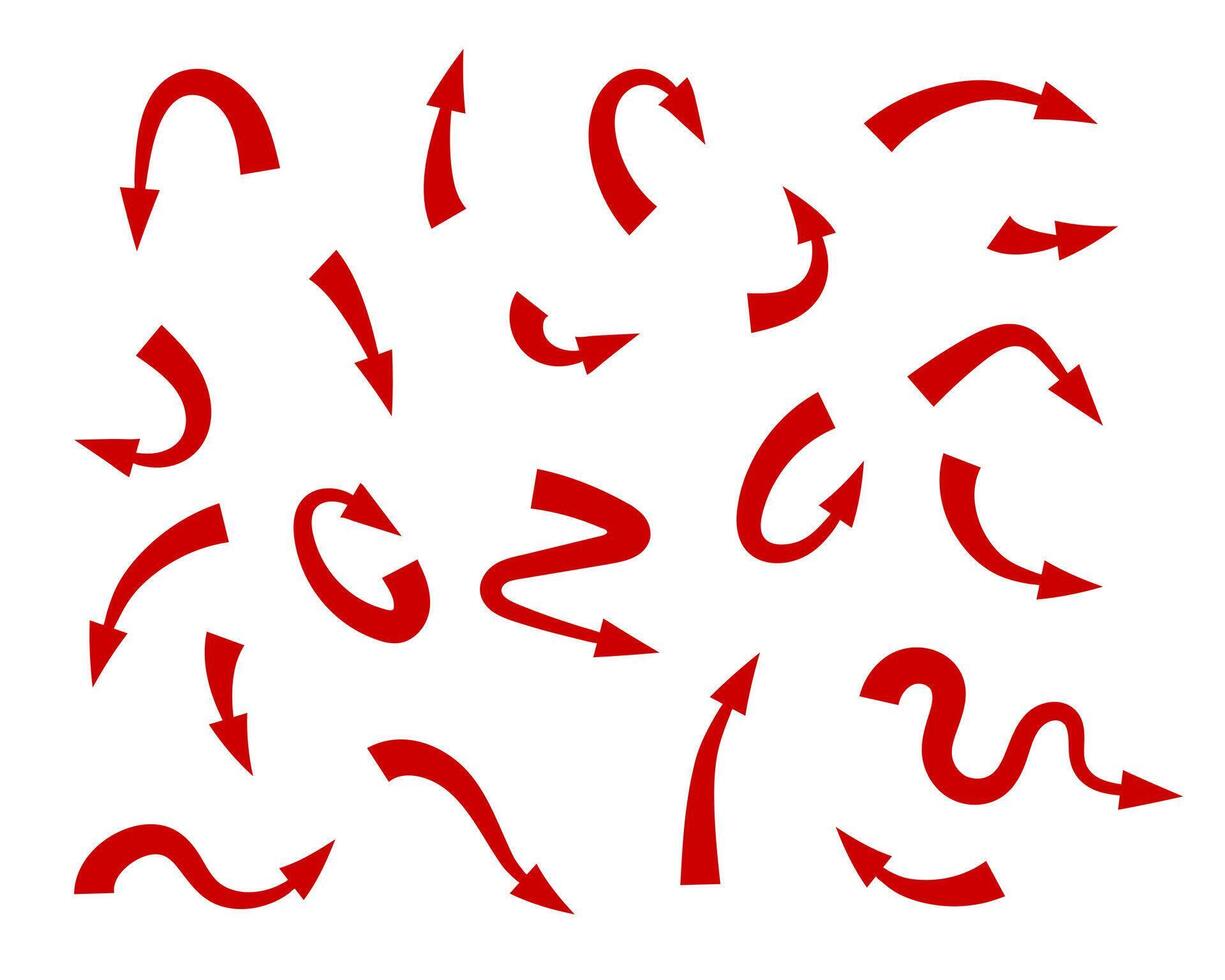 Red arrow icon indicating different direction. A set icons isolated on a white background for website banners ads and design elements. vector