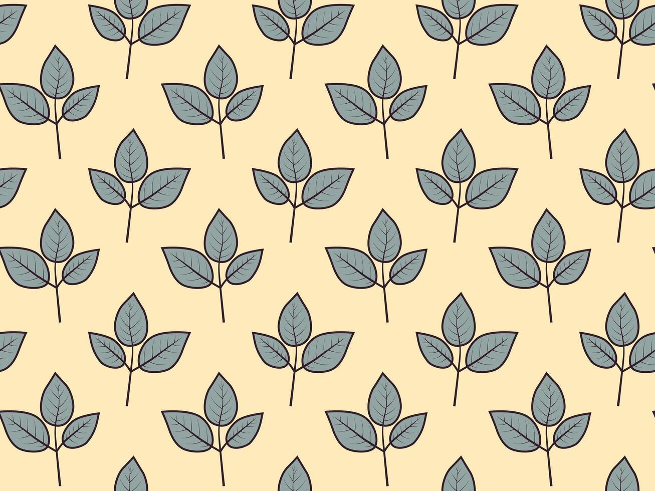 Hand drawn floral pattern design. Simple ornament with plant and leaf. vector