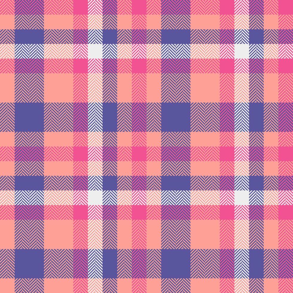 Styled textile background, crossed pattern texture tartan. Cozy check plaid fabric seamless in red and indigo colors. vector