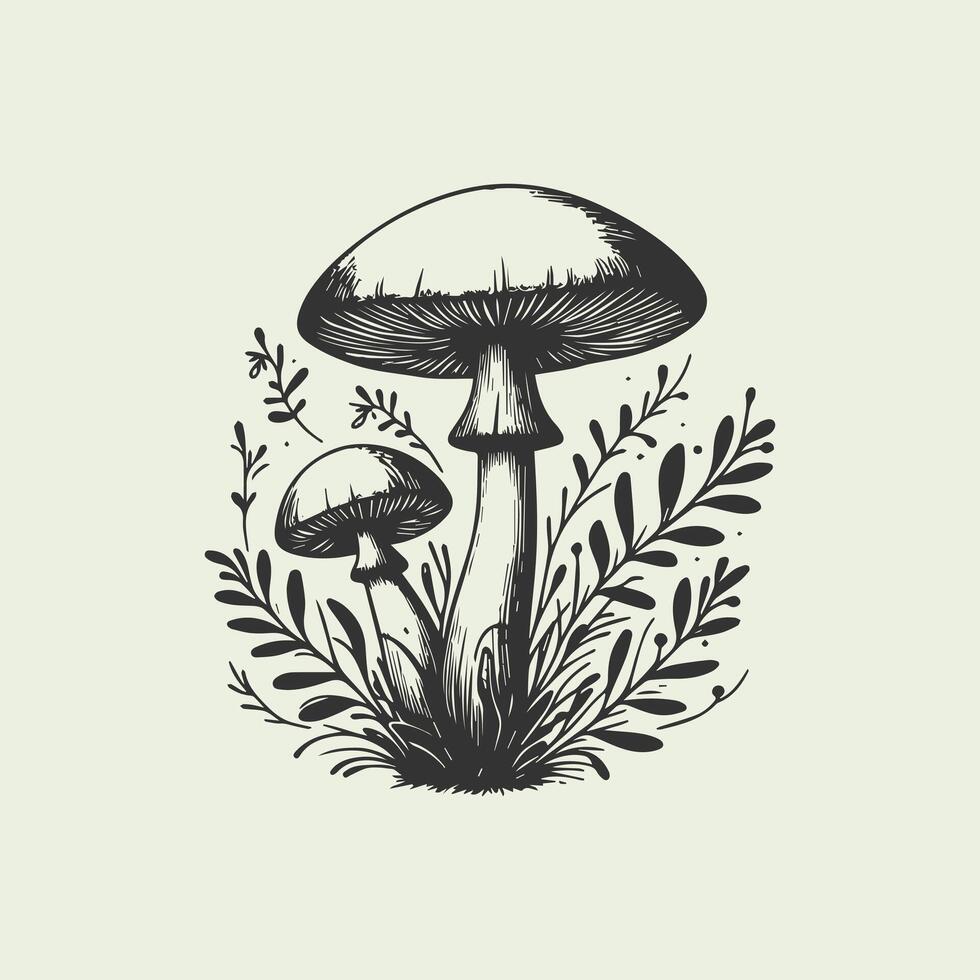mushroom outline set silhouette illustration vector