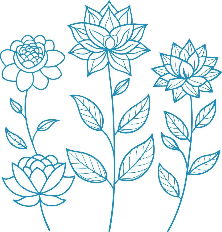 flower outline set silhouette images vector