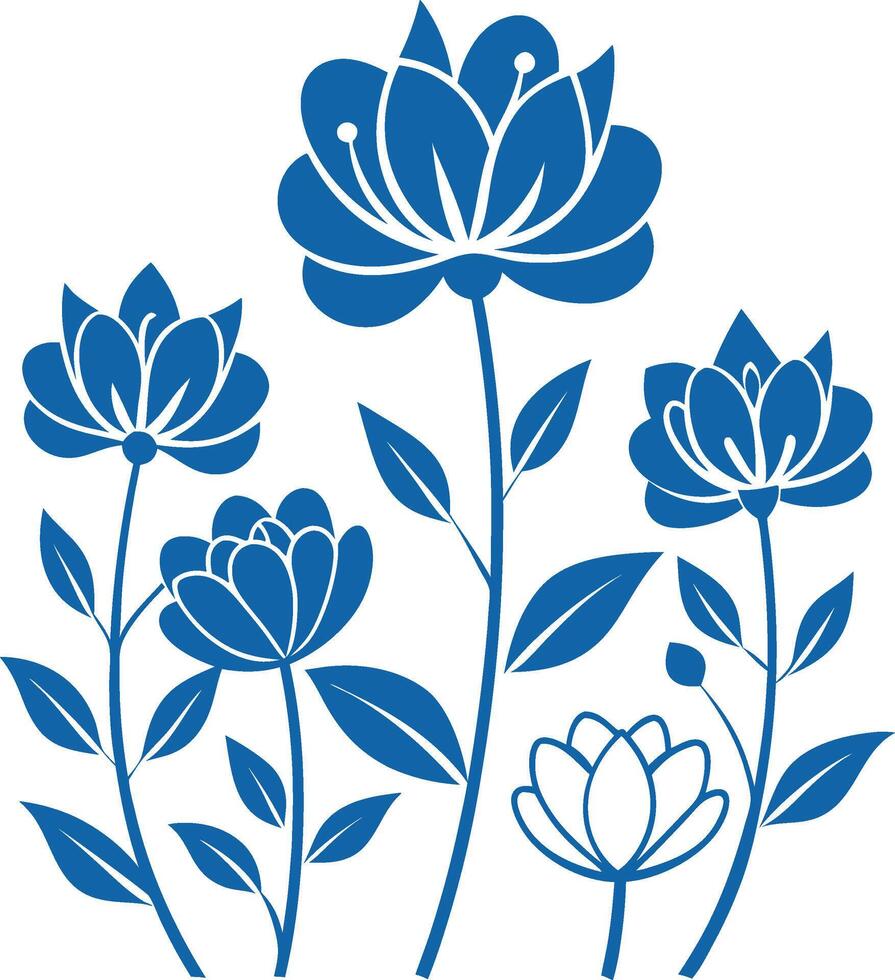 flower outline set silhouette images vector