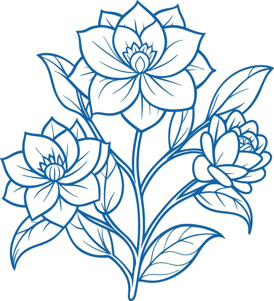 flower outline set silhouette images vector