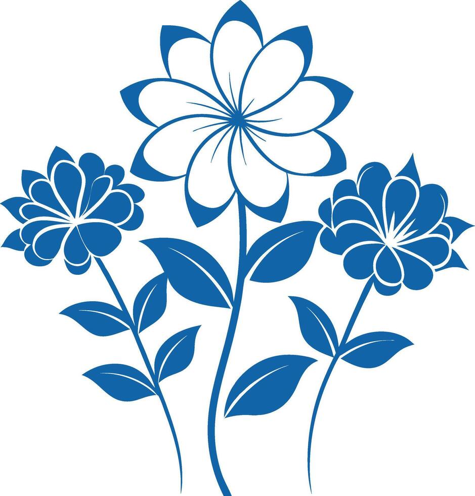 flower outline set silhouette images vector