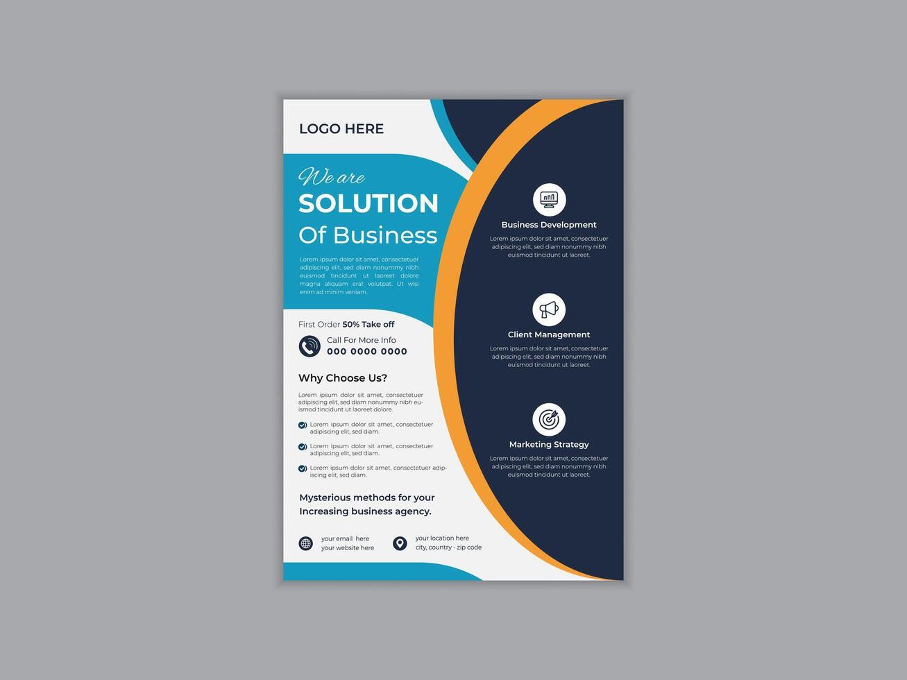 Modern and creative Corporate business cover and back page a4 flyer design template layout for print. Business marketing brochure flyer design a4 template, editable template design vector