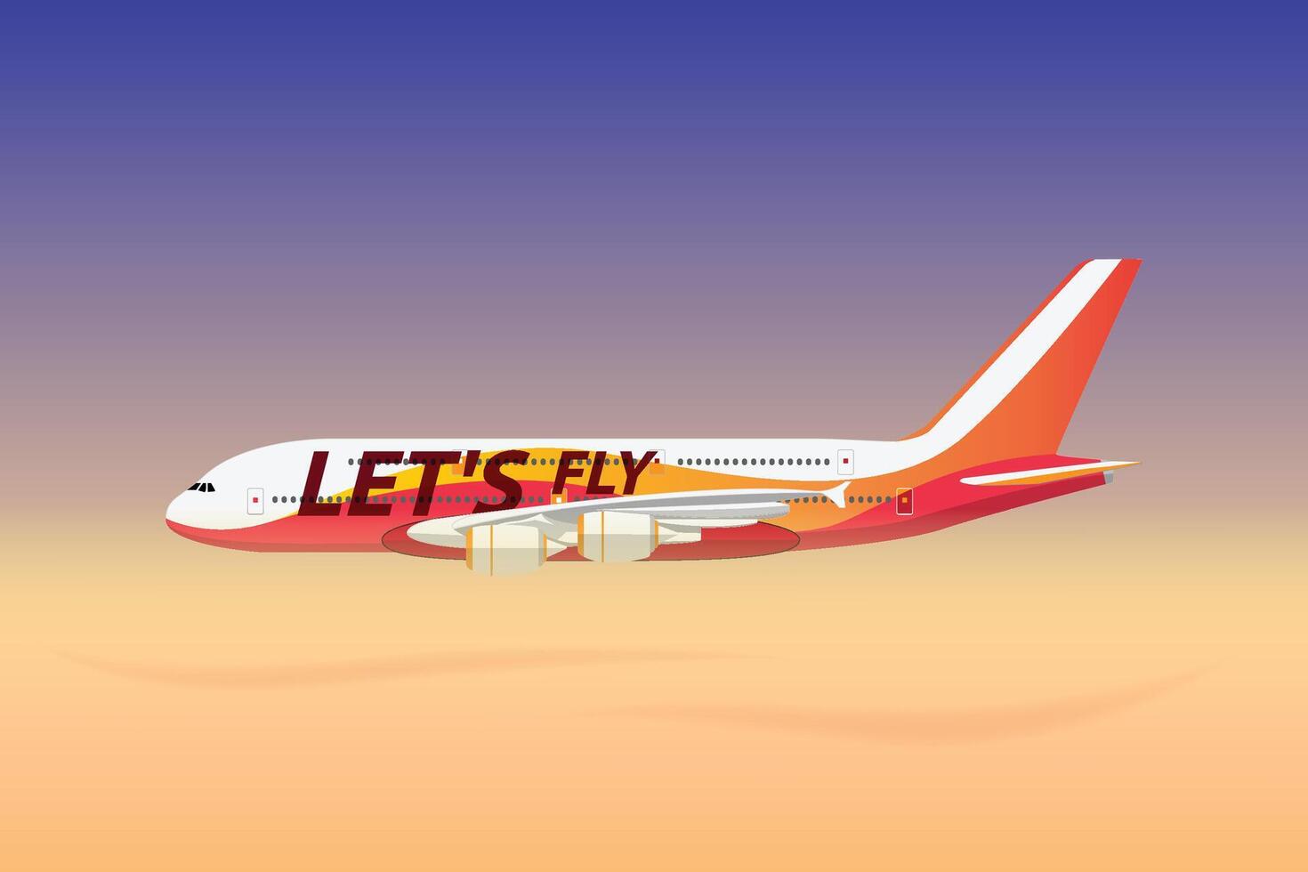 Lets fly text on airplane illustration vector