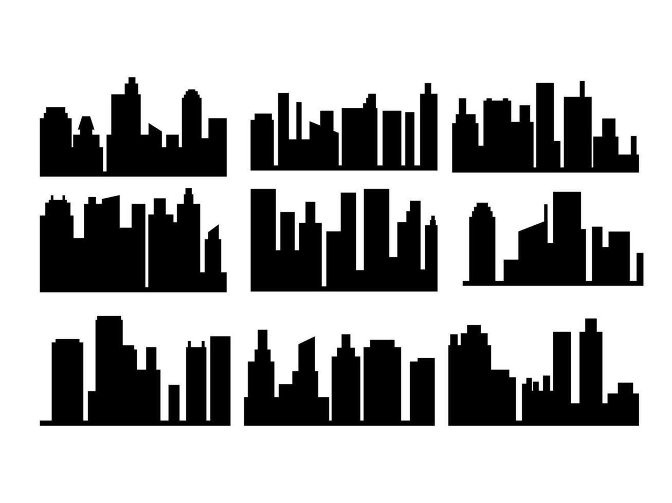Set of silhouette city building in flat illustration , urban cityscape design for background vector