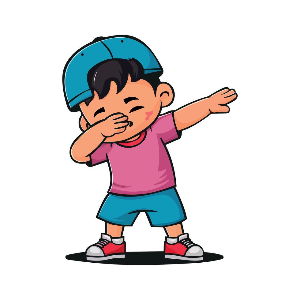 cute dancing boy cartoon unique design vector