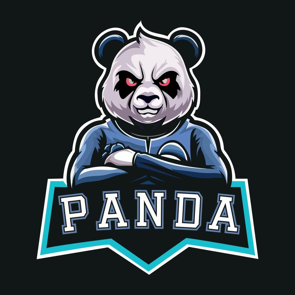 Panda mascot esport unique logo design vector