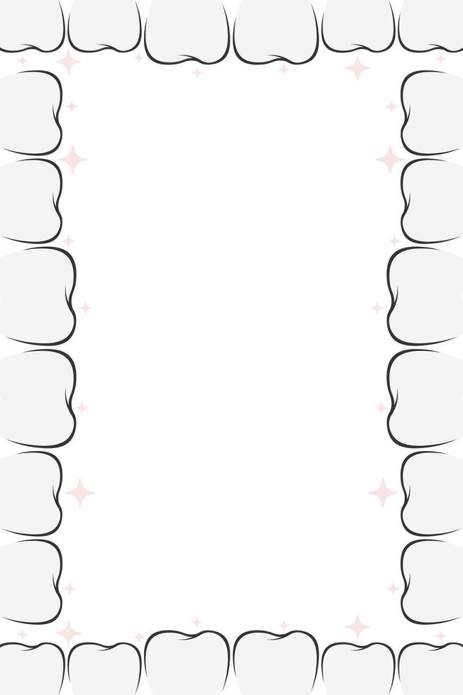 Frame of teeth banner. Tooth border medicine concept. Teeth oral dental Inspection Banner vector
