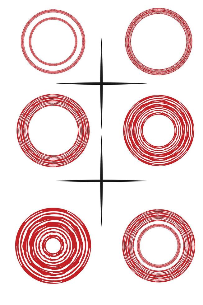 sketch red circle frame border. Simple doodle round, circular red pencil frame border shape vector
