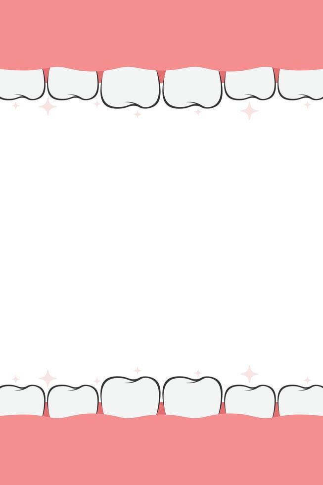 Frame of teeth banner. Tooth border medicine concept. Teeth oral dental Inspection Banner vector