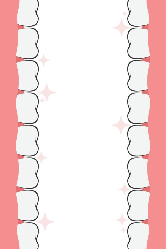 Frame of teeth banner. Tooth border medicine concept. Teeth oral dental Inspection Banner vector