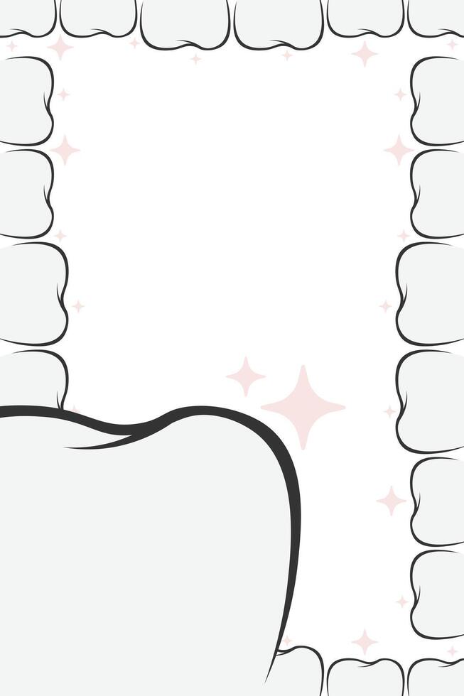 Frame of teeth banner. Tooth border medicine concept. Teeth oral dental Inspection Banner vector