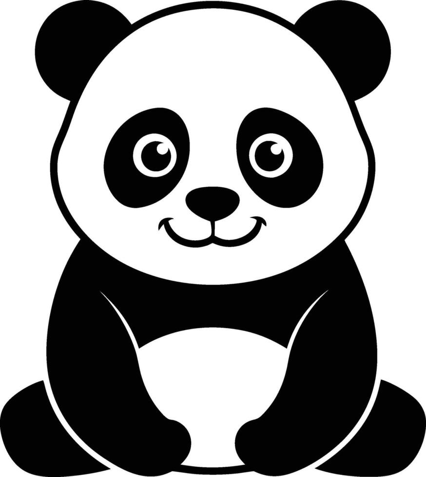 black and white panda silhouette eps 10 vector