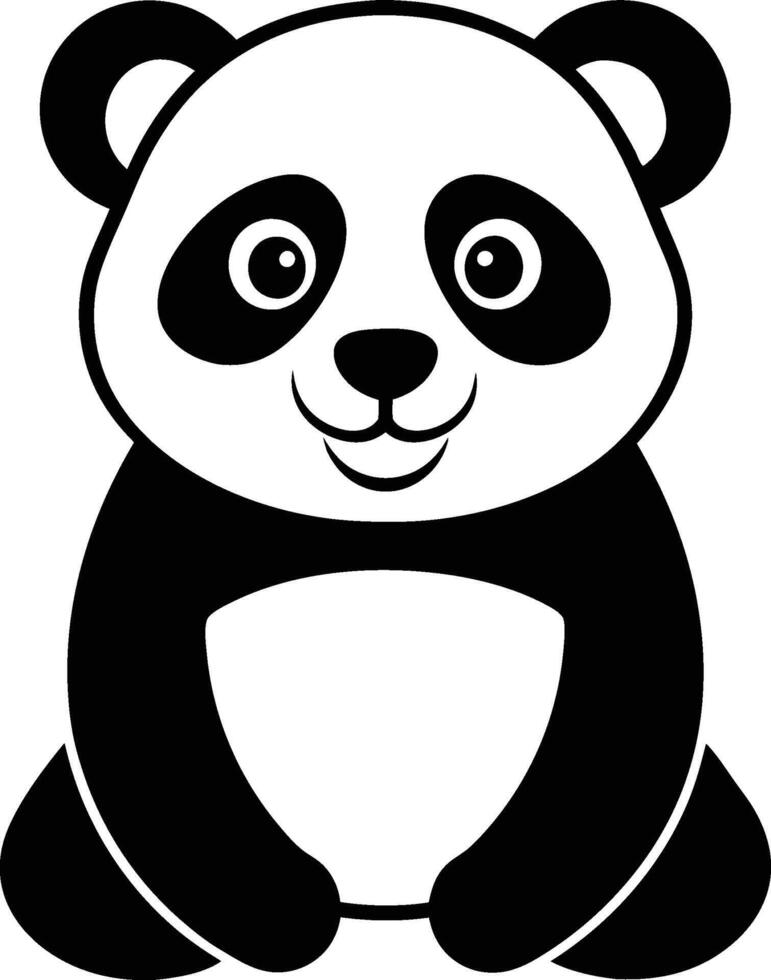 black and white panda silhouette eps 10 vector
