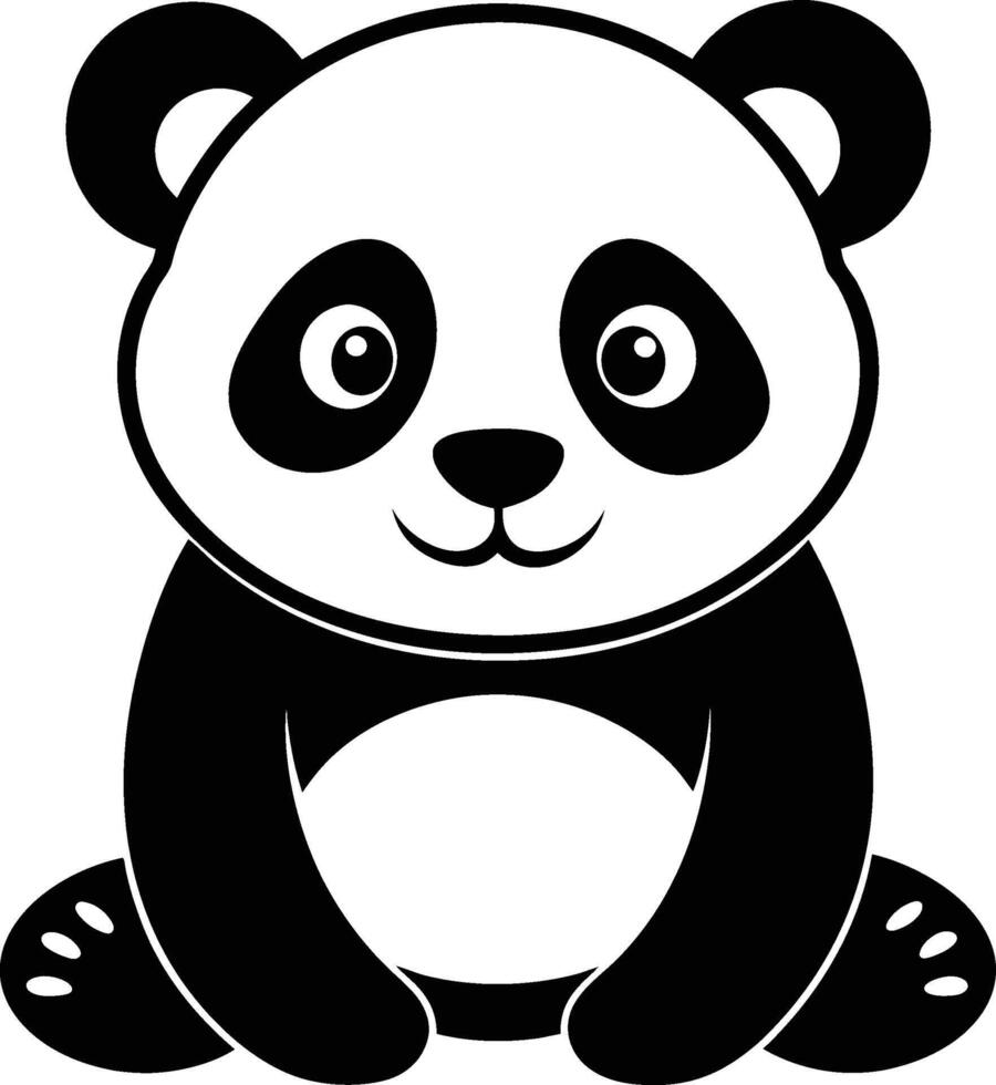 black and white panda silhouette eps 10 vector