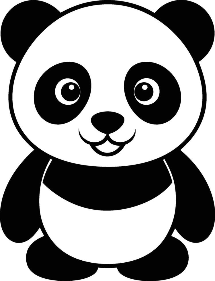 black and white panda silhouette eps 10 vector