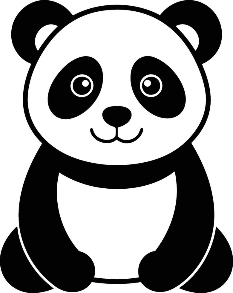 black and white panda silhouette eps 10 vector